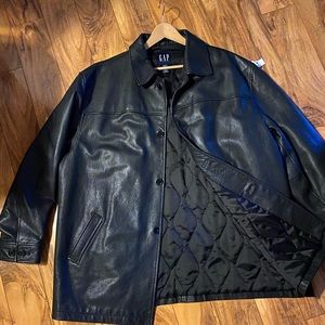 🔱GAP MENS LEATHER QUILTED INTERIOR JACKET